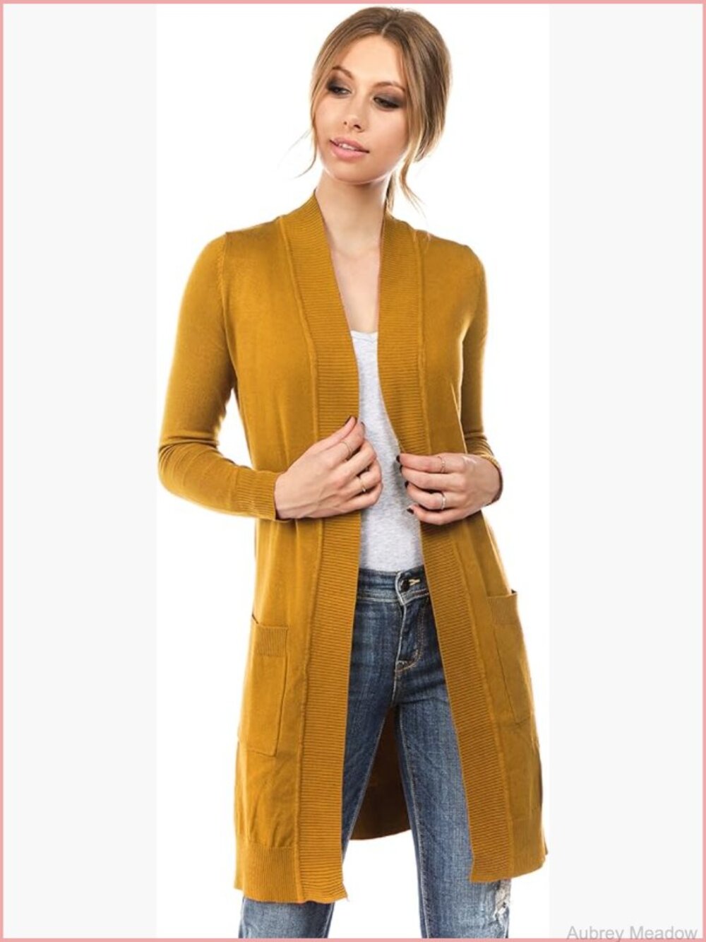 Long Sleeve Sweater Duster Cardigan with Pockets Knit Open Front